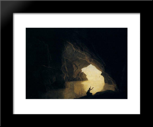 A Grotto In The Gulf Of Salernum, With The Figure Of Julia, Banished From Rome 20x24 Black Modern Wood Framed Art Print Poster by Wright, Joseph