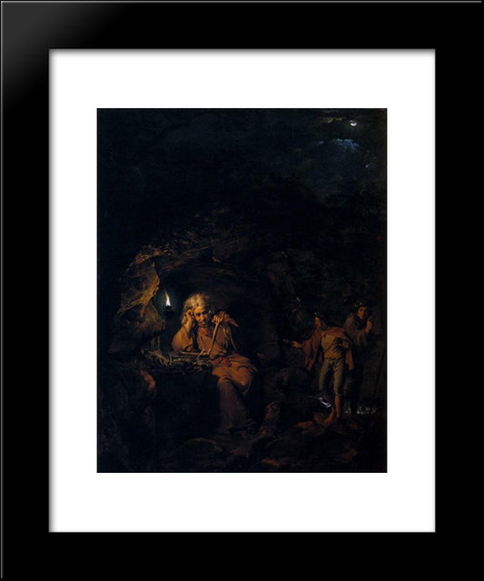 A Philosopher By Lamp Light 20x24 Black Modern Wood Framed Art Print Poster by Wright, Joseph