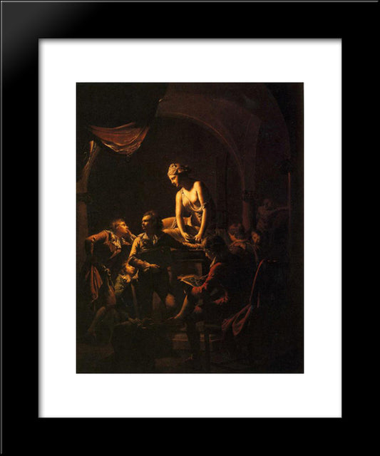 An Academy By Lamplight 20x24 Black Modern Wood Framed Art Print Poster by Wright, Joseph