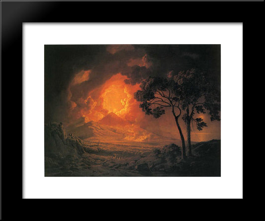An Eruption Of Mount Vesuvius, With The Procession Of St. Januariu'-S Head 20x24 Black Modern Wood Framed Art Print Poster by Wright, Joseph