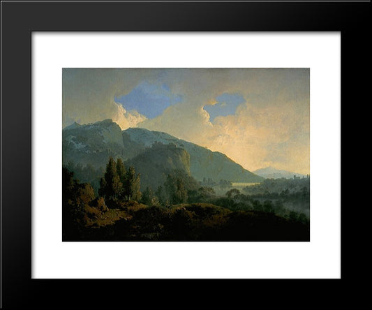 An Italian Landscape With Mountains And A River 20x24 Black Modern Wood Framed Art Print Poster by Wright, Joseph
