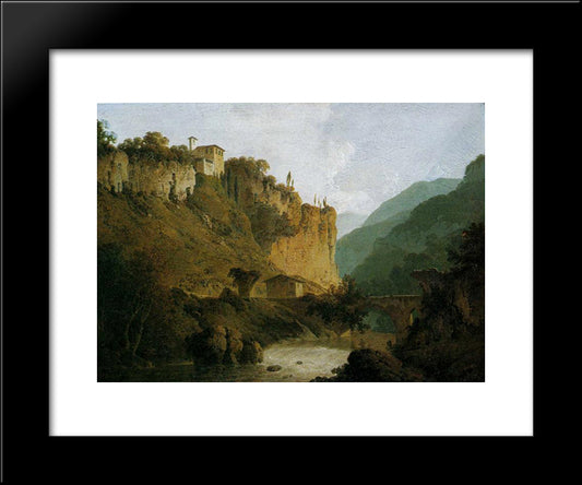 Convent Of San-Cosimato And Part Of The Claudian Aqueduct Near Vicovaro In The Roman Campagna 20x24 Black Modern Wood Framed Art Print Poster by Wright, Joseph