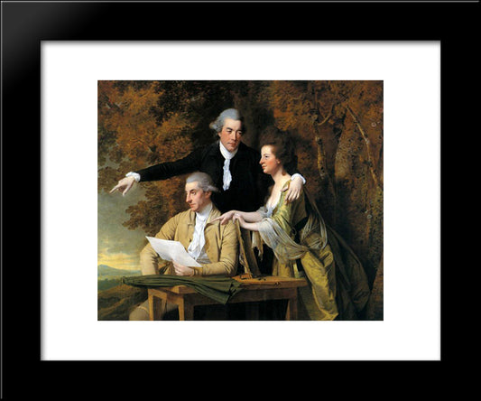 D'Ewes Coke, His Wife Hannah And Daniel Parker Coke 20x24 Black Modern Wood Framed Art Print Poster by Wright, Joseph