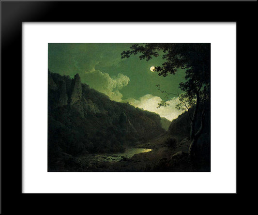 Dovedale By Moonlight 20x24 Black Modern Wood Framed Art Print Poster by Wright, Joseph