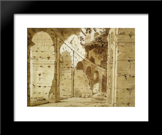 Inside The Arcade Of The Colosseum 20x24 Black Modern Wood Framed Art Print Poster by Wright, Joseph