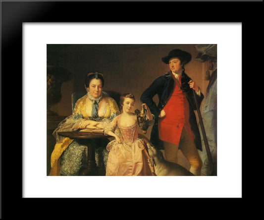 James And Mary Shuttleworth With One Of Their Daughters 20x24 Black Modern Wood Framed Art Print Poster by Wright, Joseph