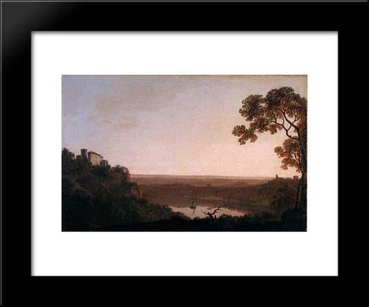 Lake Nemi 20x24 Black Modern Wood Framed Art Print Poster by Wright, Joseph