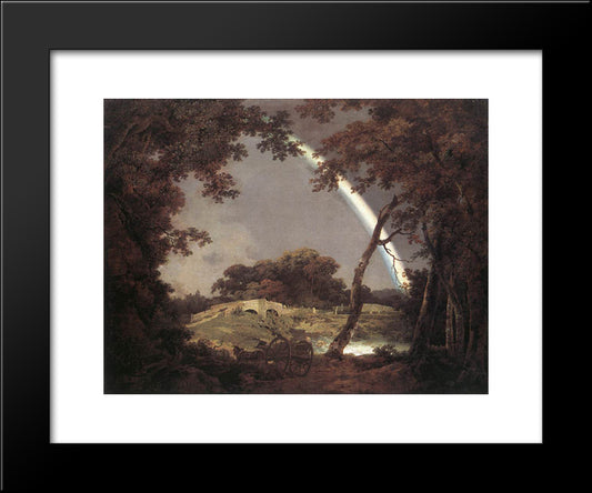 Landscape With A Rainbow 20x24 Black Modern Wood Framed Art Print Poster by Wright, Joseph