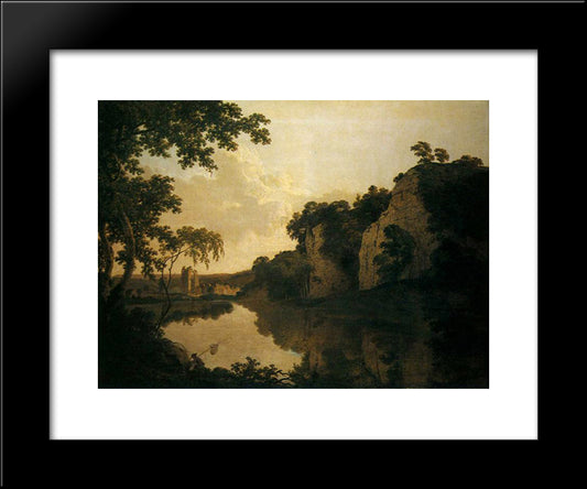 Landscape With Dale Abbey 20x24 Black Modern Wood Framed Art Print Poster by Wright, Joseph