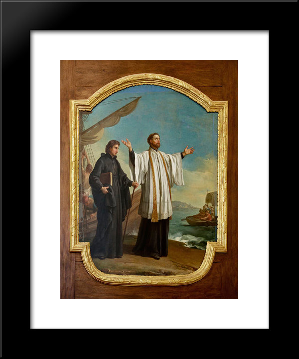 Francis Xavier Landing In China 20x24 Black Modern Wood Framed Art Print Poster by Vien, Joseph Marie