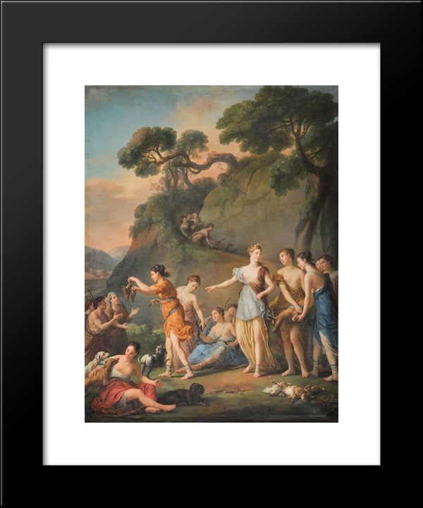 La Chasse 20x24 Black Modern Wood Framed Art Print Poster by Vien, Joseph Marie