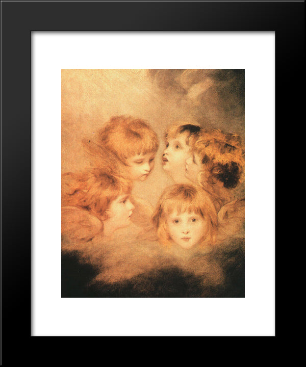 A Cherub Head In Different Views 20x24 Black Modern Wood Framed Art Print Poster by Reynolds, Joshua