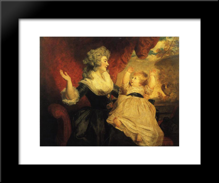Georgiana, Duchess Of Devonshire With Her Infant Daughter Lady Georgiana Cavendish 20x24 Black Modern Wood Framed Art Print Poster by Reynolds, Joshua