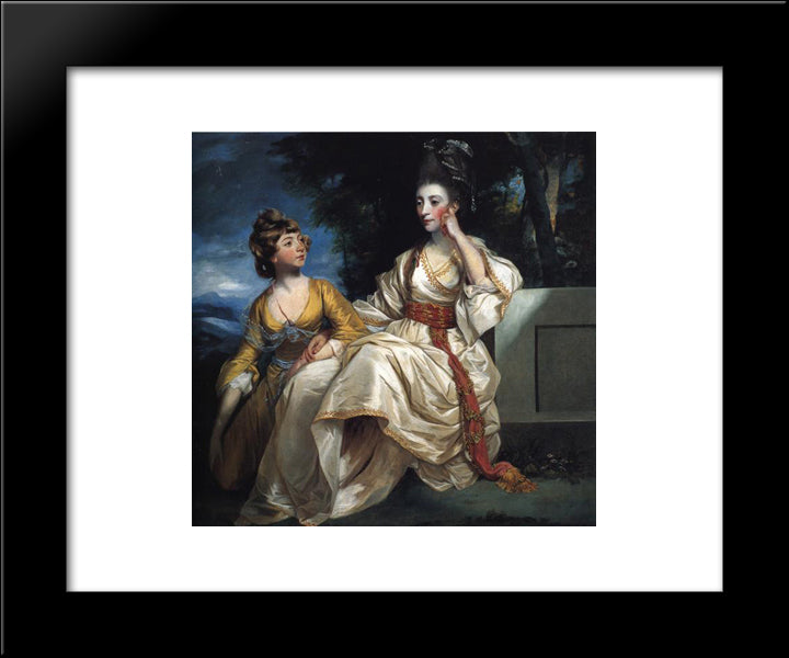 Mrs. Thrale And Her Daughter Hester (Queeney) 20x24 Black Modern Wood Framed Art Print Poster by Reynolds, Joshua