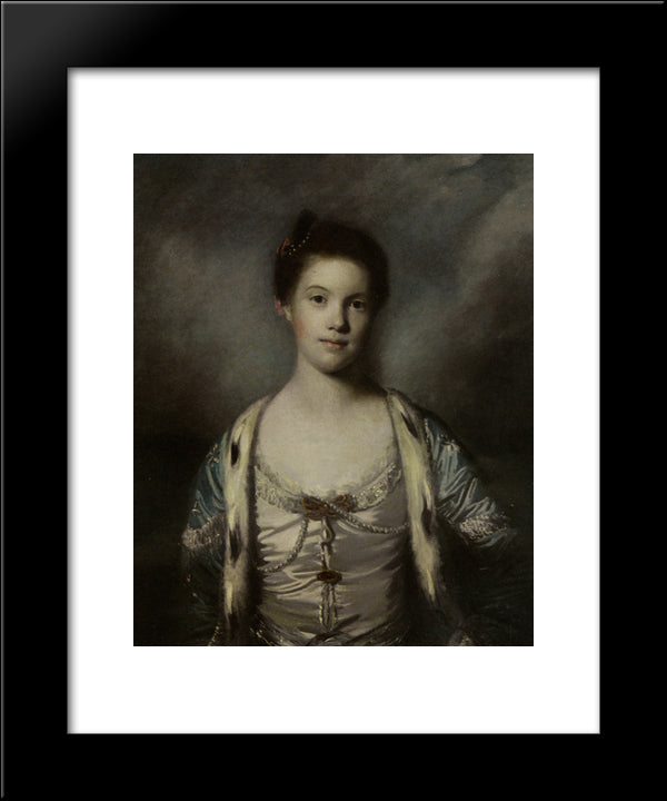 Portrait Of Bridget Moris In A White Silk Dress 20x24 Black Modern Wood Framed Art Print Poster by Reynolds, Joshua