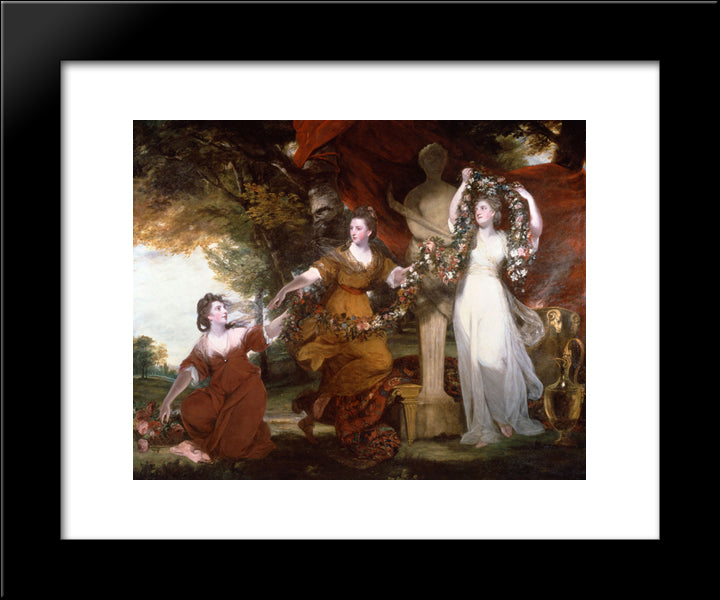 Three Ladies Adorning A Term Of Hymen 20x24 Black Modern Wood Framed Art Print Poster by Reynolds, Joshua