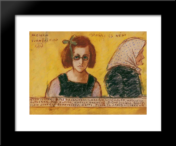 Aunt Manci 20x24 Black Modern Wood Framed Art Print Poster by Rippl Ronai, Jozsef