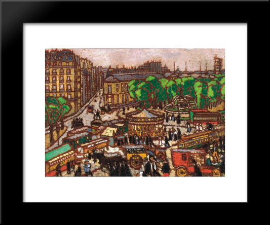 Busy City Scene 20x24 Black Modern Wood Framed Art Print Poster by Rippl Ronai, Jozsef