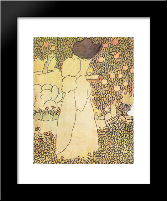 Lady In Her Garden 20x24 Black Modern Wood Framed Art Print Poster by Rippl Ronai, Jozsef