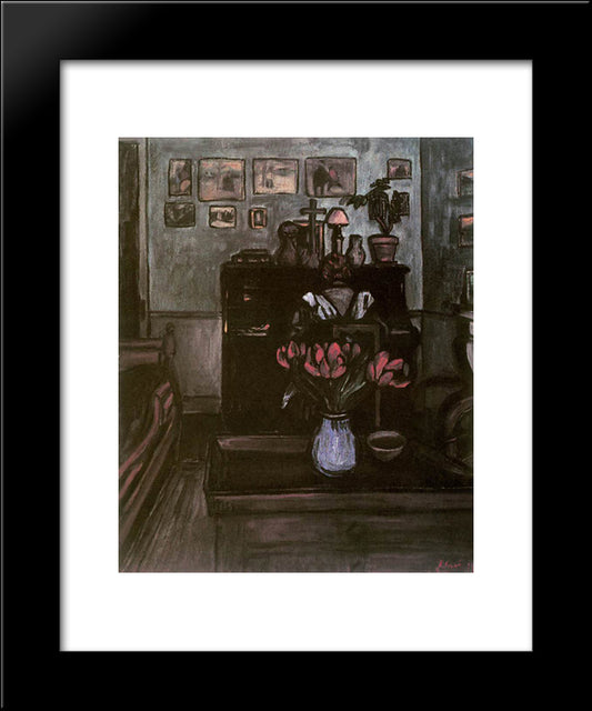Twilight In An Intimate Room 20x24 Black Modern Wood Framed Art Print Poster by Rippl Ronai, Jozsef
