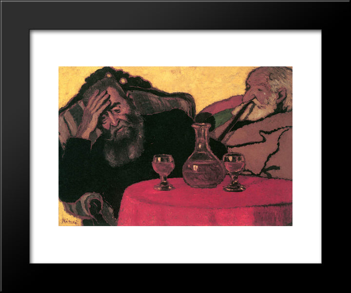Uncle Piacsek Dresser In Front Of The Black. 20x24 Black Modern Wood Framed Art Print Poster by Rippl Ronai, Jozsef
