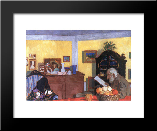 Uncle Piacsek In Front Of The Black Sideboard 20x24 Black Modern Wood Framed Art Print Poster by Rippl Ronai, Jozsef