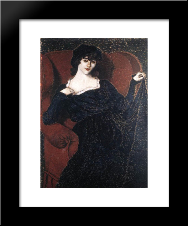 Zorka Banyai In A Black Dress 20x24 Black Modern Wood Framed Art Print Poster by Rippl Ronai, Jozsef