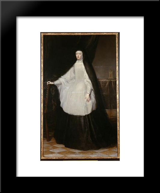 Archduchess Maria Anna Queen Of Spain As A Widow 20x24 Black Modern Wood Framed Art Print Poster by Carreno de Miranda, Juan