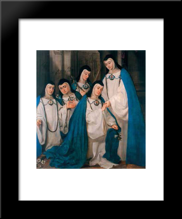 Catholic Nuns Wearing Their Rarely-Seen Away Uniforms 20x24 Black Modern Wood Framed Art Print Poster by Carreno de Miranda, Juan