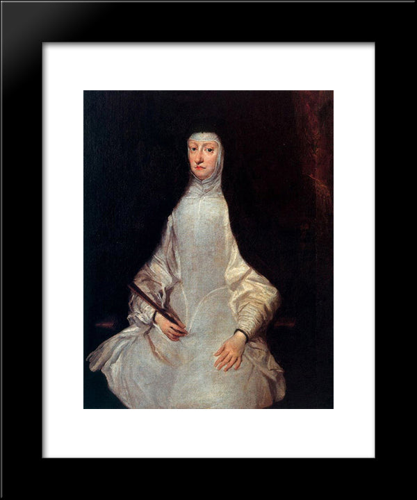 Portrait Of Mariana Of Austria 20x24 Black Modern Wood Framed Art Print Poster by Carreno de Miranda, Juan