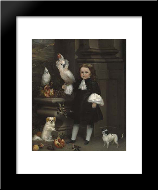 Portrait Of The Dwarf Michol 20x24 Black Modern Wood Framed Art Print Poster by Carreno de Miranda, Juan