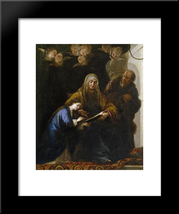 Santa Ana Ensenando A Leer A La Virgen 20x24 Black Modern Wood Framed Art Print Poster by Carreno de Miranda, Juan