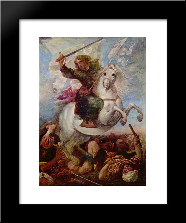 Santiago En La Batalla De Clavijo 20x24 Black Modern Wood Framed Art Print Poster by Carreno de Miranda, Juan