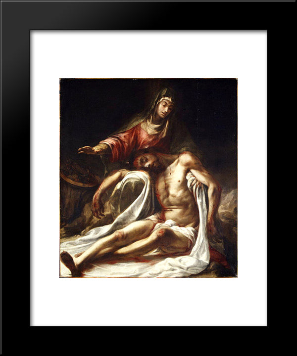Pieta 20x24 Black Modern Wood Framed Art Print Poster by Valdes Leal, Juan de