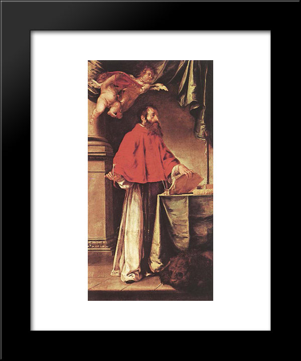St. Jerome 20x24 Black Modern Wood Framed Art Print Poster by Valdes Leal, Juan de