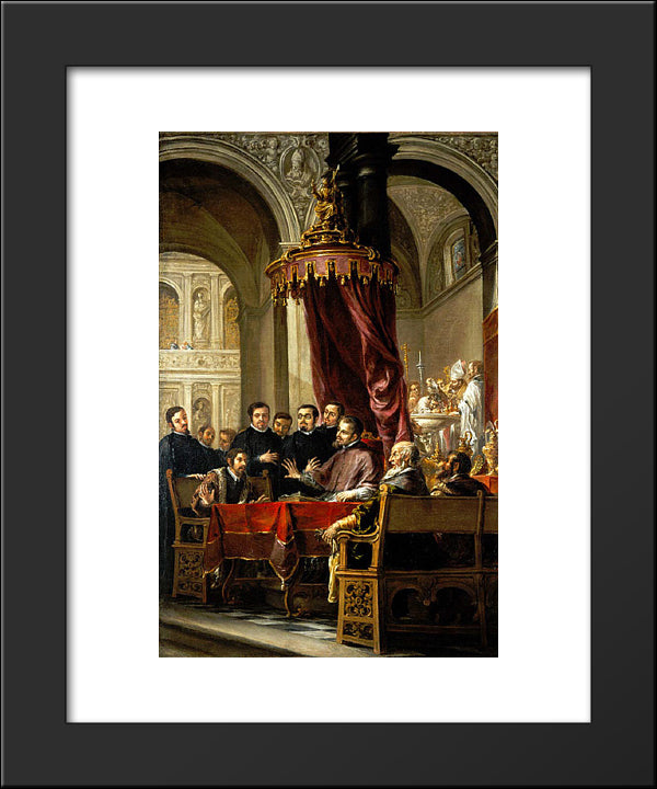 The Conversion And Baptism Of St. Augustine By St. Ambrose 20x24 Black Modern Wood Framed Art Print Poster by Valdes Leal, Juan de