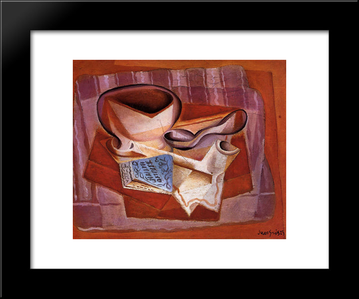 Bowl, Book And Spoon 20x24 Black Modern Wood Framed Art Print Poster by Gris, Juan
