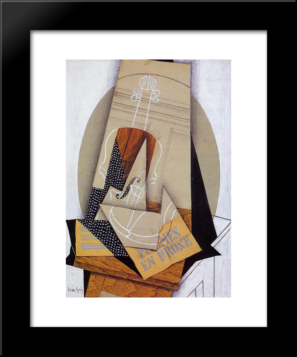 Composition With Violin 20x24 Black Modern Wood Framed Art Print Poster by Gris, Juan