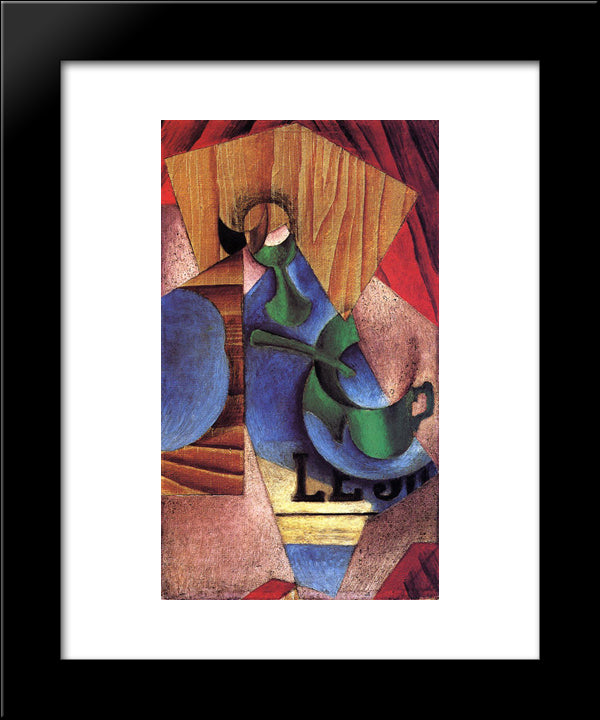 Glass, Cup And Newspaper 20x24 Black Modern Wood Framed Art Print Poster by Gris, Juan