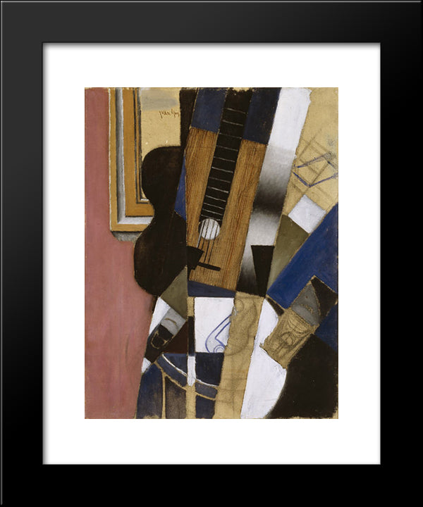 Guitar And Pipe 20x24 Black Modern Wood Framed Art Print Poster by Gris, Juan