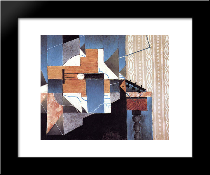 Guitar On The Table 20x24 Black Modern Wood Framed Art Print Poster by Gris, Juan