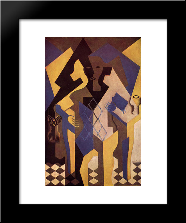 Harlequin At A Table 20x24 Black Modern Wood Framed Art Print Poster by Gris, Juan