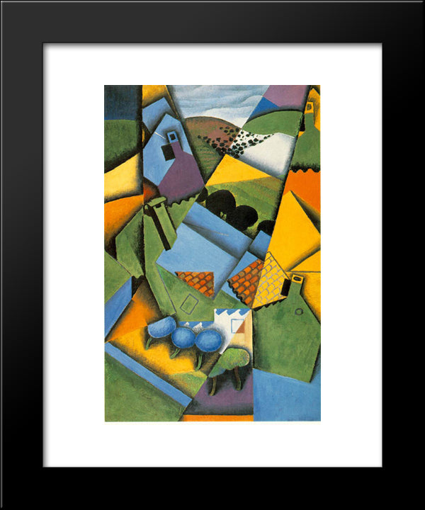 Landscape With House At Ceret 20x24 Black Modern Wood Framed Art Print Poster by Gris, Juan