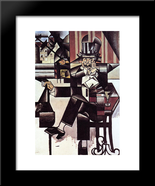Man In The Cafe 20x24 Black Modern Wood Framed Art Print Poster by Gris, Juan