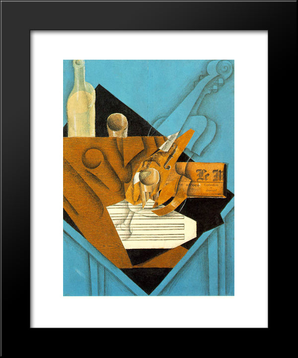 Musician'S Table 20x24 Black Modern Wood Framed Art Print Poster by Gris, Juan