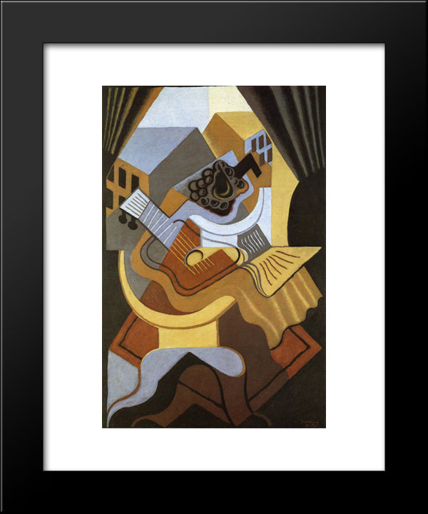 Pedistal Table In Front Of The Window 20x24 Black Modern Wood Framed Art Print Poster by Gris, Juan