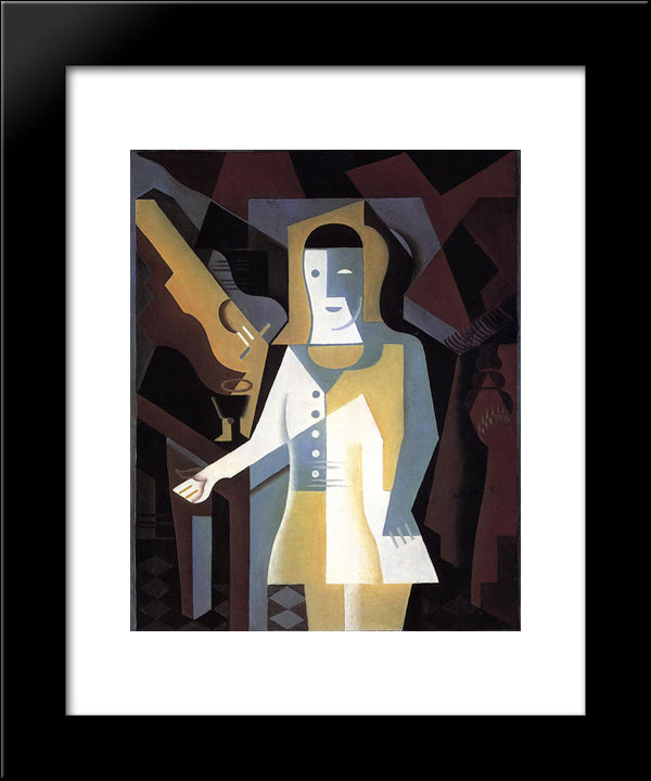 Pierrot 20x24 Black Modern Wood Framed Art Print Poster by Gris, Juan