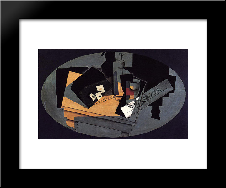 Playing Cards And Siphon 20x24 Black Modern Wood Framed Art Print Poster by Gris, Juan