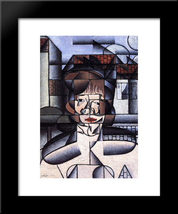 Portrait Of Germaine Raynal 20x24 Black Modern Wood Framed Art Print Poster by Gris, Juan