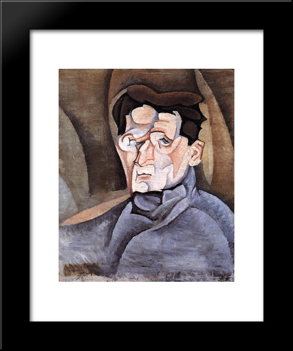 Portrait Of Maurice Raynal 20x24 Black Modern Wood Framed Art Print Poster by Gris, Juan